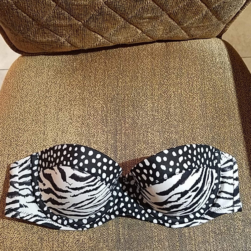 Victoria Secret The Flirt Bandeau Swim Bikini Top Zebra Pebble